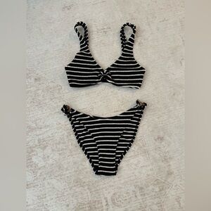Black and White Striped Swim Suit